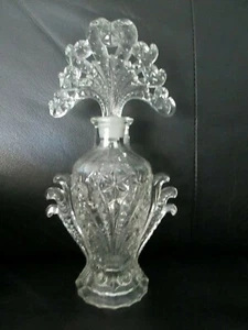 Unique Vintage 9 1/2" Crystal Clear Cut Glass Art Deco Large Perfume Bottle - Bild 1 von 8
