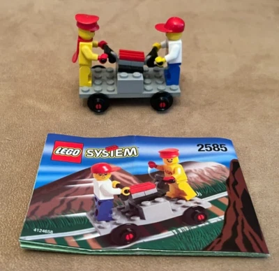 2585 LEGO Complete Handcar System Train 9V Vintage add on set minifigures book - Image 1 of 2