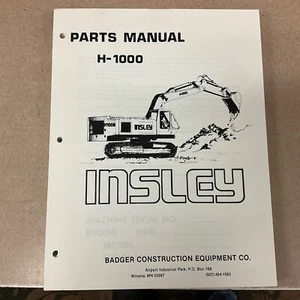 LIBRO DE CATÁLOGO MANUAL DE PIEZAS INSLEY H-1000 GUÍA DE LISTA DE EXCAVADORAS HIDRÁULICAS **LIMPIO** - Imagen 1 de 4