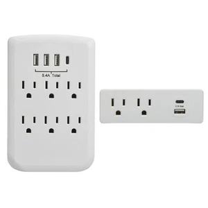 CP Combo 6-Outlet Wall-tap & 2-Outlet Travel Tap w/ USB-A & USB-C Ports, CP30008 - Picture 1 of 11