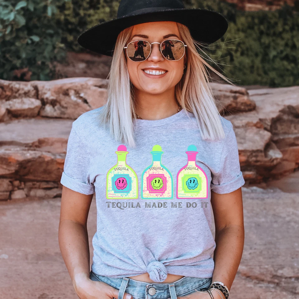 Tequila Made Me Do It | Smiley | Funny | T-shirt - Image 1 of 4