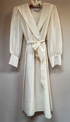 Nuevo Vestido Vintage Diseñador San Francisco Lana Manga Abullonada Cintura Atada Marfil Talla 12 Foto 1 de 4