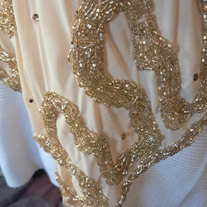 Chiffon Scarves Cape Shawl Gold Beaded Embellished Party Cover Up One Size - Picture 1 of 5