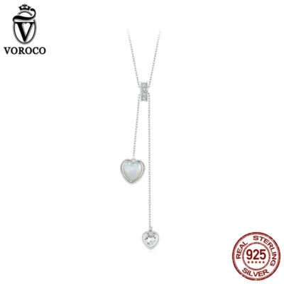 Collar Voroco de plata esterlina 925 amado concha blanca circonita cúbica y mujer regalos joyería  Foto 1 de 4