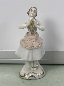 Vintage HUS Germany Ballerina Dancer Figurine Figure 8381 78 Lace Porcelain - Picture 1 of 7