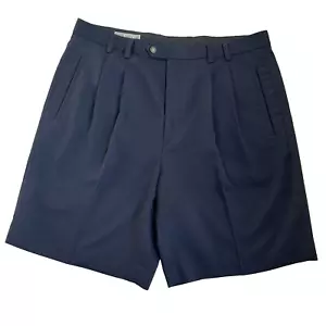 CUTTER & BUCK Chino Shorts Men's 35 x 8 Blue Pleated Front Golf Classiccore NICE - Picture 1 of 5