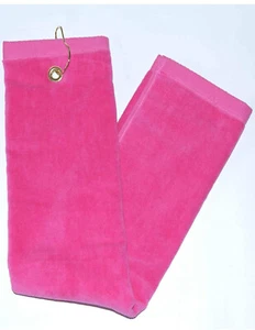 Hot Pink Tri-Fold Golf, Handtuch mit Öse & Haken 100 % Baumwolle 16"x26" - Bild 1 von 1