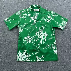 Vintage Hilo Hattie Mens Hawaiian Shirt Small Green White 70s Bamboo Camp Disco - Picture 1 of 12