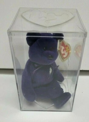 Ty Beanie Baby 原装公主 DIANA 紫色泰迪熊 8 英寸 20 厘米 — 第 1/4 张图片