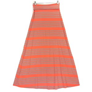 Promesa Knit Maxi Skirt Women's M Orange Gray Poly Blend Striped Pull On - Picture 1 of 5