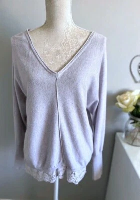 MINT VELVET Purple Cashmere Blend V Neck Long Sleeve Jumper Size 8  - Image 1 of 4
