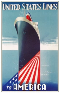 OCEAN LINERS 2093 United States Lines Tall Poster 11 x 17 - Picture 1 of 4