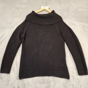 VTG 80s Piper Women’s CHUNKY Knit BLACK Jumper Sz L COTTON BLEND LONG SLEEVE - Picture 1 of 11