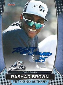 Rashad Brown 2016 West Michigan Whitecaps Signed Card