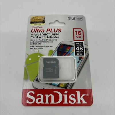 SanDisk Ultra Plus 16GB SDHC UHS-I Class 10 80MB/s SD Card  FREE SHIPPING! - Image 1 of 2