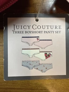 Juice Couture 3 Pack Boyshort Panty Set Girls Underwear Sz XL Strawberry Pouch - Picture 1 of 8