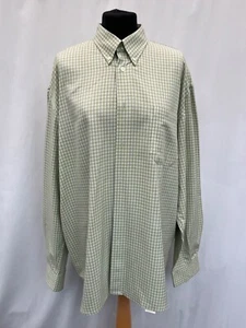 Green Check Long Sleeve Shirt Mens Polyester Size 46/48 - Picture 1 of 9