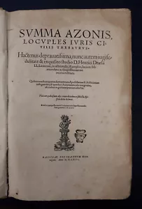 Summa Azonis Locuples Iuris Civilis Thesaurus - Draesius Henricus - 1563 - Foto 1 di 12