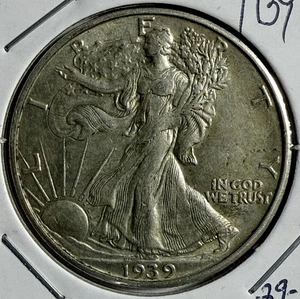 1939-P Walking Liberty Half Dollar - AU /BU - Free Shipping - (29-14) - Picture 1 of 3