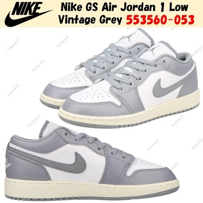 Nike GS Air Jordan 1 Low Vintage Gris 553560-053 Talla 3.5Y-7Y Foto 1 de 4