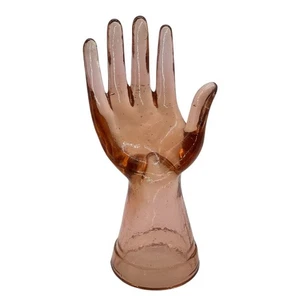 Vintage Pink Depression Glass Hand Ring Holder Jewelry Display 7.5” - Picture 1 of 4