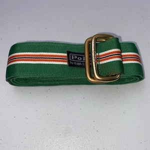 Polo Ralph Lauren Vintage Multicolor Canvas Striped Ribbon Belt D Rings 1.5”40” - Picture 1 of 7