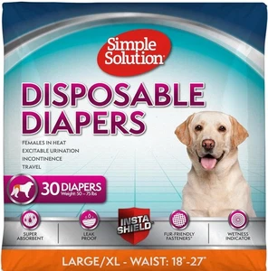 Simple Solution True Fit Disposable Dog Diapers for Female 30 Count, white  - Picture 1 of 7