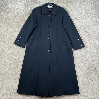Vintage Ashley Scott Wool Cape Coat Womens L/XL Black Long Button Front USA Made - Image 1 of 4