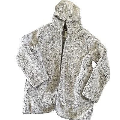 Chaqueta polar Victoria Secret ROSA xs pequeña de gran tamaño con capucha gris felpa abierta Foto 1 de 4