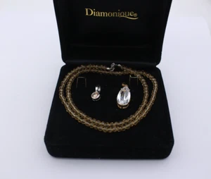Diamonique Schmuck Set 2x Anhänger + Halskette aus 925 Sterlingsilber Zirkonia - Picture 1 of 5