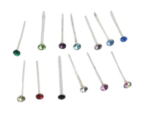 3 Pack 20g Nose Stud 1mm Micro Gem Sterling Silver Straight Bendable Nose Ring - Picture 1 of 4