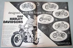 Harley-Davidson Motorcycles Duo Glide FL 1960 Sportster original anuncio impreso de 2 páginas - Imagen 1 de 1