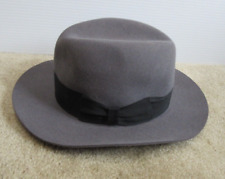 Vintage Beaver Brand 5X Genuine Fur Felt Gray Fedora Hat Size 6 7/8