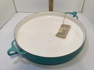 "Plato para servir paellera Dansk Kobenstyle Midcentury esmalte turquesa 13,25""" - Imagen 1 de 11
