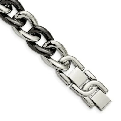 *NUEVO* Cincel de acero inoxidable con pulsera de bordillo de cerámica negra SRB805-7,5 Foto 1 de 4