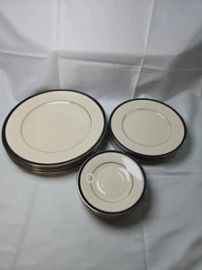 15pc Lenox Black Royale China 5 Medium Plates 5 Large Plates 5 Saucer Plates - Bild 1 von 8