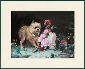 BRÜSSELER GRIFFON NIEDLICHER KLEINER HUND DRUCK GRIFFON & ROSEN FERTIG MONTIERT - Bild 1 von 1