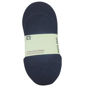 Anne Klein Women’s No-Show Socks 6 Pairs Black Cushioned One Size Inviible Liner - Picture 1 of 4