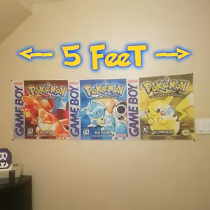 ☡ 5 Fuß Pokémon Banner rot blau gelb Banner Wandteppich Gameboy Wandflagge - Bild 1 von 9