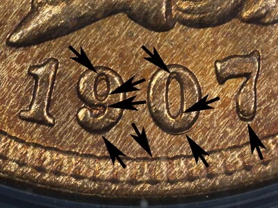 ANACS MS65RB 1907 Indian Cent **SNOW 1 REPUNCHED DATE & MISPLACED DIGIT** - Image 1 of 4