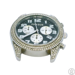 Prague Chronograph Date 41 mm Swiss Rhonda 13 Jewel Quartz Stainless Steel Watch - Picture 1 of 8