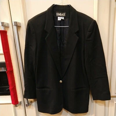 Chaqueta Blazer Casablanca De Colección Para Mujer Negra 100% Lana Pura Carrera Talla 12 Foto 1 de 4