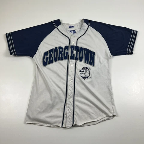 Vintage 90s Georgetown Starter Baseball Jersey Size XL White Ncaa Button UP Cover