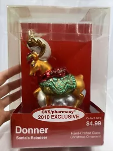 CVS💖DONNER-2010 Christmas Ornaments-Santa's Reindeer -Glass-Hand Painted - Picture 1 of 5