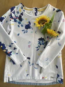 JOULES 8/XS Vgc White floral print CLEMENCE Sweater Jersey Sweatshirt Top - Picture 1 of 9