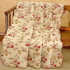 Vintage Floral Printed Reversible Cotton Quilted Throw  - Picture 1 of 3