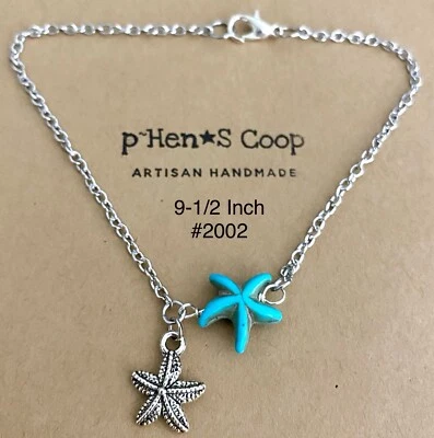 Berloque de estrela do mar Howlite e estrela do mar 9,5 polegadas artesanal feito à mão EUA 2002 - Imagem 1 de 2