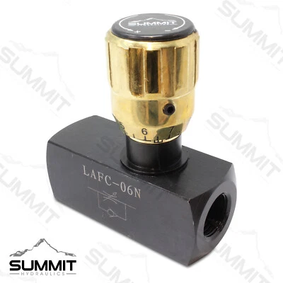 SUMMIT HYDRAULICS Hydraulic In-Line Adjustable Variable Control Valve w/ Free Rev Flow, 3/8” NPT