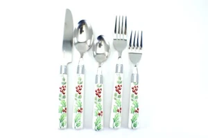 Gibson EDELSTAHL BESTECK Stechpalme & Beeren 8 Gedecke 40-teiliges Set Weihnachten - Bild 1 von 12