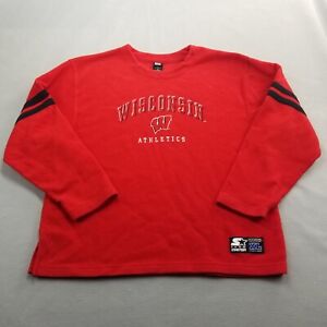 Vintage Wisconsin Badgers Starter Sweatshirt Mens Large Red Fleece Crew Neck